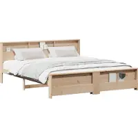 vidaXL Bedframe met plank Bruin 180 x 200 cm Massief grenenhout