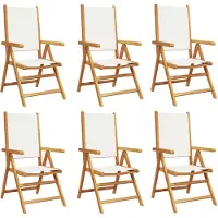 Syfax Inklapbare stoelen 6 st massief hout en stof crèmewit