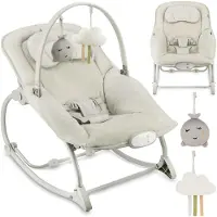 Momi LAPIS – Elektrische babywieg met muziekmodule (8 melodieën), 3 vibratiestanden, verstelbare rugleuning en vergrendelbare functie – Lichtgrijs