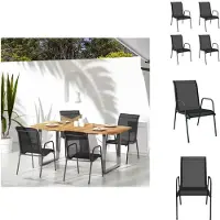 vidaXL Tuinstoel - Tuinstoelen - Buitenstoel - Stoel - Tuinstoelen 4 st staal en textileen zwart