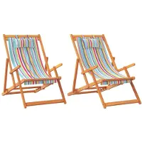 vidaXL Strandstoelen 2 st inklapbaar stof meerkleurig