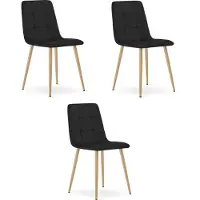 Leobert Kara fauteuil met zwarte fluwelen bekleding, poten in houtkleur, set van 3