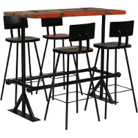 The Living Store Living Store Barset, 5-delig, massief gerecycled hout, meerkleurig