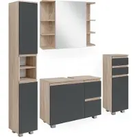 Vicco Badkamermeubel set J-Shape, Sonoma, 4-delig