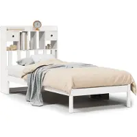 vidaXL Bed met boekenkast zonder matras grenenhout wit 75x190 cm