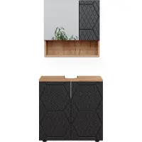 Vicco Irma Badkamermeubel set – 2 delen, basiseenheid 60 cm Antraciet met honingraatstructuur