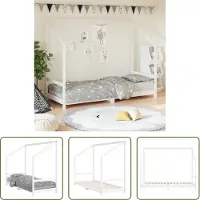 The Living Store Houten Bed - Kinderbed - Kinderbedframe 80x200 cm massief grenenhout wit - Kids Bed - Grenenhouten Bed - Wit Bed
