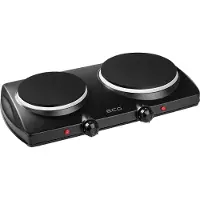Ecg EV 2512 Black Elektrische kookplaat - 2 kookplaten 18,5 cm en 15,5 cm - 1000 en 1500 W - Zwart