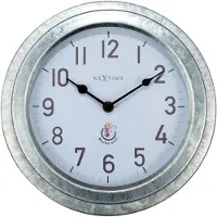 Nextime Poppy – Buitenwandklok – 22 cm – Metaal – Gegalvaniseerd Zilver – Weerbestendig