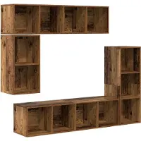 Syfax Tv-meubelset Wandgemonteerd 4 pcs Oudhout Bewerkt hout