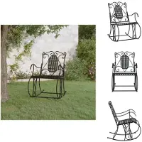 vidaXL Schommelstoel, 84 cm, zwart, staal - Tuinbanken