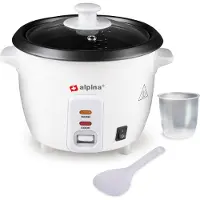 Alpina Switzerland Rijstkoker - Anti-aanbaklaag - Warmhoudfunctie - 0.6 L - 300W - Wit