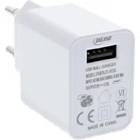 InLine USB-oplader enkel, voedingseenheid, 100-240V tot 5V/2,5A, wit