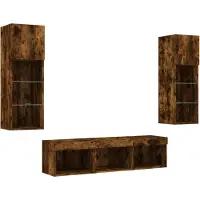 vidaXL 5-delige tv-wandmeubelset met LED bewerkt hout gerookt eiken