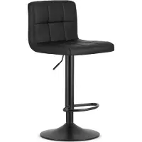 Leobert Barkruk PROT - Zwart Kunstleer, Mat Zwarte Basis, Laag Rugleuning, Modern Design, Hoogte Verstelbaar, 360° Draaibaar, Max. 120 kg