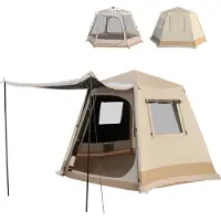 Coast Pop-up Campingtent - Automatisch opzetbaar - Dubbellaags kabinentent - Beige 330 x 270 x 200 cm