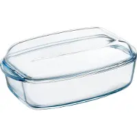 Pyrex Schaal Met Deksel 4,3+2,2L Transparant transparant Glas Ovenschaal