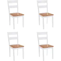 Syfax Eetkamerstoelen 4 st massief rubberwood wit