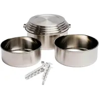 Solo Stove -set van 3 pannen, 1,25 L + 1,5 L + 2 L | Incl. Nylon zak, lichtgewicht roestvrijstalen kookgerei voor backpackers, universele deksel die ook dienst doet als bord, met lichtgewicht hengsel