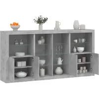 vidaXL Dressoir met LED-verlichting 202x37x100 cm betongrijs