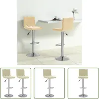 The Living Store Barkruk - Barstoel - Barkrukken 2 st fluweel crèmekleurig - Eetkamerstoel - Stoel - Lounge Stoel