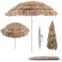 Kadax Ronde parasol voor balkon, tuin, terras, zwembad en strand, in hoogte verstelbare parasol, terrasparasol, bruin/ecru