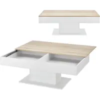 En.casa Salontafel Lünen met opbergruimte 110x60x40 cm eiken en wit
