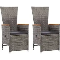 Syfax Tuinstoelen 2 st verstelbaar met kussens poly rattan grijs