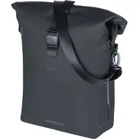 Basil SoHo Fietsschoudertas 17L Zwart Waterdicht Met MIK Studs Laptopvak Nordlicht LED-strip Stijlvol & Functioneel Voor E-bike