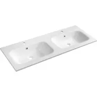 Sapho Sidra dubbele wastafel, gekweekt marmer, 121x46cm, wit
