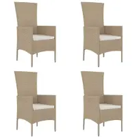 Syfax Tuinstoelen 4 st met kussens poly rattan beige