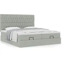 Syfax Ottoman bed met matrassen 180x200cm fluweel lichtgrijs