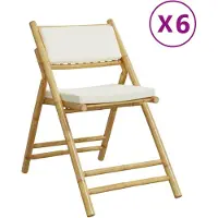 Syfax Bistrostoelen 6 st inklapbaar met kussens bamboe crèmewit