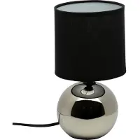 Atmosphera Zwart en Zilver Keramische Ball Tafellamp | E14 Nachtlamp | Stoffen Kap | Ø13 x H25 cm | Bureaulamp | Ceramic Ball Lamp