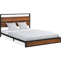 Homestyle4u Metalen bed - 140x200 cm - Tweepersoonsbed - met matras - Zwart en Bruin
