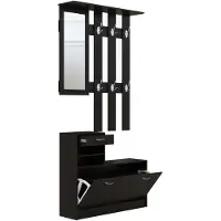 HOMCOM -Entree-opbergset-Hout-90x10x102cm-Zwart