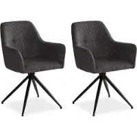 Homestyle4u 2 stoelen, eethoek, keukenstoelen, corduroy, grijs, eethoekstoelen, draaibaar, eethoekstoel met armleuningen, draaibare fauteuil, modern, gestoffeerde stoel
