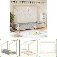 The Living Store Houten Bed - Kinderbed - Kinderbedframe 90x200 cm massief grenenhout - Peuterbed - Grenenhouten Bed - Kids Bed