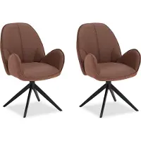 Homestyle4u Eetkamerstoel - set van 2 bruin - met armleuningen - draaibaar