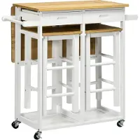 HOMCOM Bartafelset - Bamboe - 86x75,5x83,5cm - Natuurlijk hout, wit