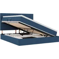 vidaXL LED opbergbed met matras Blauw 160 x 200 cm Stof
