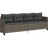 vidaXL - Ligbed - met - kussen poly - rattan - grijs
