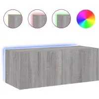 Syfax Tv-wandmeubel met LED-verlichting 80x35x31 cm grijs sonoma