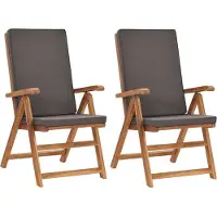 Prolenta Maison Exclusive - Opklapbare ligstoelen met kussens, 2 stuks, massief teakhout, grijs