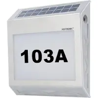 HOFTRONIC™ Numa - Solar verlicht huisnummer met 8 LED's - Solar huisnummer verlichting - met schemerschakelaar - 3000K warm wit - zilver - IP65 waterdicht