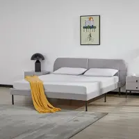 En.casa Gestoffeerd bed Porvoo met bedbodem 160x200 cm grijs []