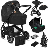 Lionelo Bianka Kinderwagen 3 in 1 - incl. autostoel - 0-22kg - XXL - Buggy 3in1 - Verstelbare duwstang - Opvouwbaar - Accessoireset - XXL zonnekap - Gelagerde wielen - Reiswieg