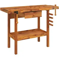 Syfax Werkbank met lade en bankschroeven 124x52x83 cm massief acaciahout