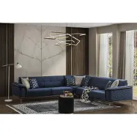 AEA Luxus Ecksofa Royal Blaue Samt Couch Eckgarnitur Sofa Couchen Wohnlandschaft
