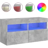 vidaXL Tv-wandmeubel met LED-verlichting 80x30x40 cm betongrijs